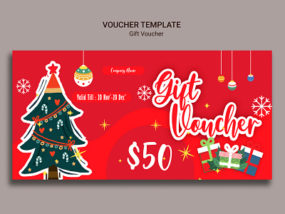 Christmas Gift Voucher background christmas design flat gift illustration logo offer photoshop sell banner social media vector voucher