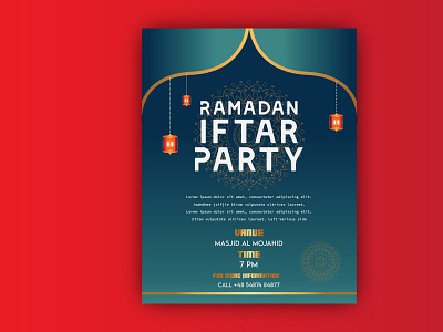 Ramadan Kareem Iftar party background creative creative design design flat flyer flyer design flyer template illustration logo social media vector