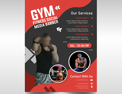 Gym Fitness Flyer Template background branding creative design fitness banner flat flyer graphic design gym illustration photoshop poster promotion vector