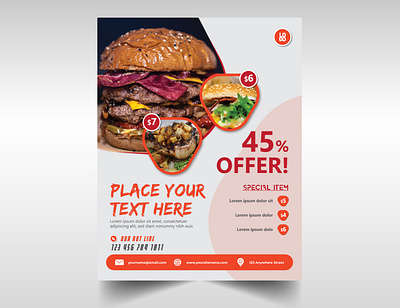 Restaurants Flyer Design Template background branding creative design fast food flat food food flyer illustration photoshop vector