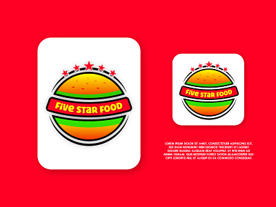 Creative Burger 5 Star Vector Logo Template 5 star background branding burger creative design flat food illustration logo need logo paid photoshop promo promotion restaurants vector