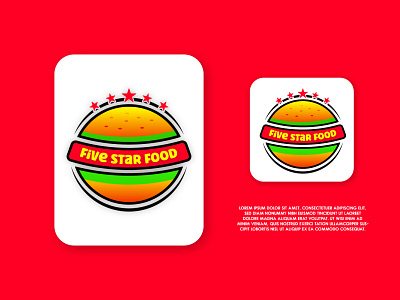 Creative Burger 5 Star Vector Logo Template