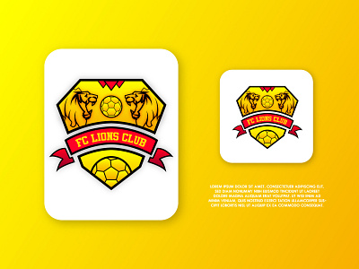 Creative fc lions esports Vector Logo Template background branding creative design esports flat for logo game hunder illustration lion logo moscot photoshop promo sports vector yellow