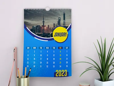 Wall Calendar Design 2023 Vector Template 2023 background branding calendars creative design flat graphic design illustration new year new year calendar print print calendar q4 trend vector wall calendar