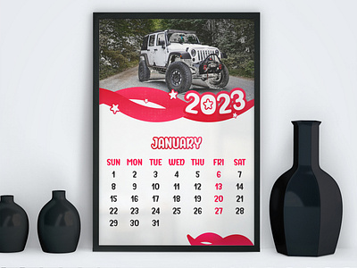 Wall Calendar Design 2023 Vector Template