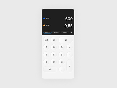 Daily UI 004 - Calculator bitcoin calculator calculator app converter crypto cryptocurrency dailyui design ethereum ui