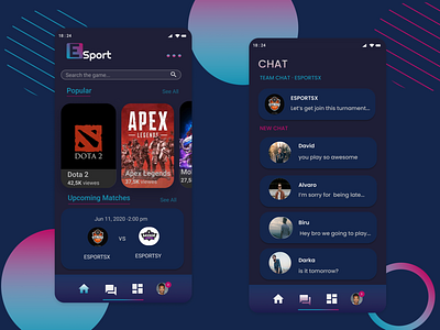 E-Sport Application Mobile experience design game design gamers interfacedesign mobile app design uidesign uxdesign