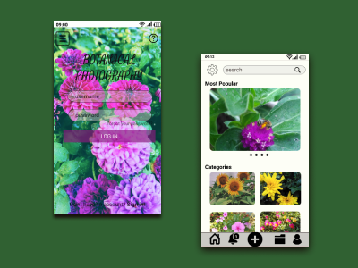 UI Design Botanical Photography app design botanical branding design flowershop photography ui ux