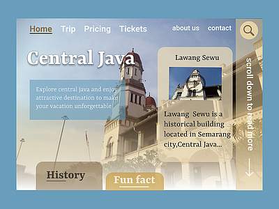 Web design for Traveling central design web indonesian java museum semarang travel app trip ui design ui ux