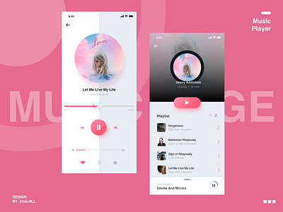 Music Player animation app branding flat icon minimal typography ui vector website