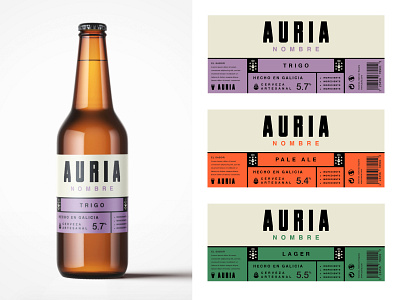 AURIA — Logo & Label Design artesanal artesinal beer beer branding beer label beer logo cerveza label design minimalism modern branding packaging design spain wordmark