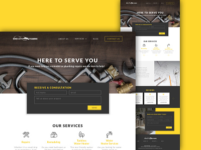 River City Plumbing — Website Redesign agency homepage design modern design services uiux website design yellow