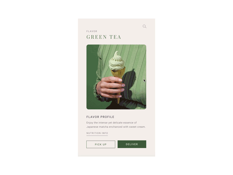 E-Commerce Shop beige daiily ui challenge dailyui editorial food app green tea ice cream ice cream cone lavender sherbet uiux