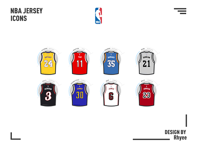 NBA Jersey icons design icon icons james jordan nba nba jersey popular sport ui web 姚明 库里 杜兰特 科比 艾弗森 邓肯