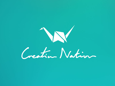 Creation Nation logo bird craft crane create creation logo mark origami