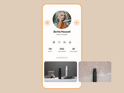 Photographer Profile app branding design minimal typography ui ux