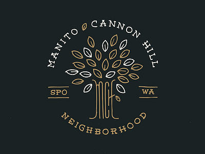 Manito/Cannon Hill Badge badge brand hand illustration lettering local logo neighborhood tree