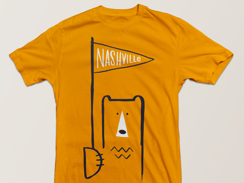 RnR Nashville - Bear animal bear cartoon design drawing illustration orange print shirt simple tshirt
