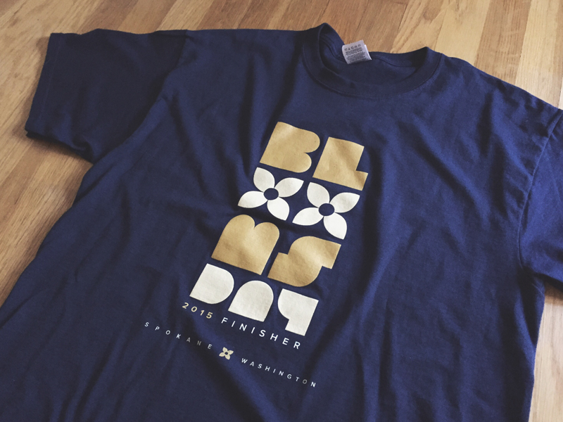 Bloomsday 2015 finisher lettering marathon print race retro shirt spokane tshirt type typography vector