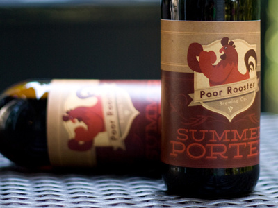 Poor Rooster Brewing Co - Summer Porter beer brand branding brewery brewing brown design graphic identity illustration label orange red rooster warm