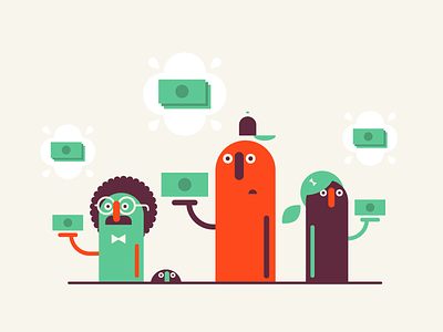 Money ($) 2d animation bowtie characters editorial flat illustration money vector