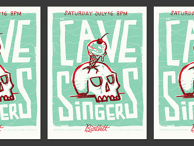Cave Singers Gig Poster concert gig ice cream illustration music pnw poster print screen printed skull spokane