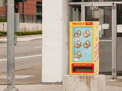 Pretzel Machine fake food illustration mural pretzel print sneaky spokane utility box