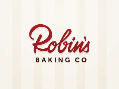 Robin's Baking Co - Update baking branding custom script logo red