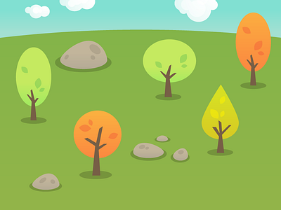 Environment background clouds outdoors rocks trees vector