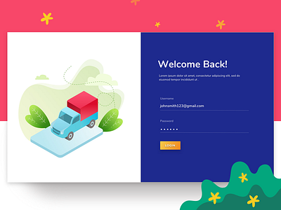 Dribbble 2 design illustration login screen website design