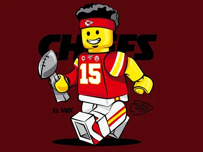 Mahomes super bowl LVI Champion CHIEFS branding illustration lego sports design vector