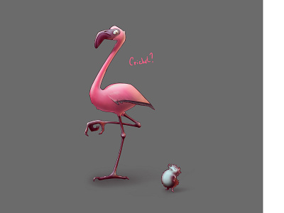 Flamingo art cricket farytale humor illustration poster