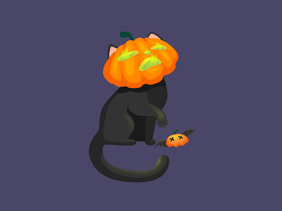 Pumpkin Cat art bat black cat cat cute dark dbh design fire ghost green fire halloween hunter illustration mistic mouse pumpkin