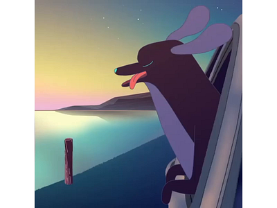 Seaside Dog after effect animal animated gif animation animation 2d art artwork characters dog illustration motion motion design motiongraphics sea