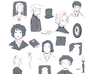 Period drama characters character digital illustration digitalart doodles drawing illustration lineart procreate sketch