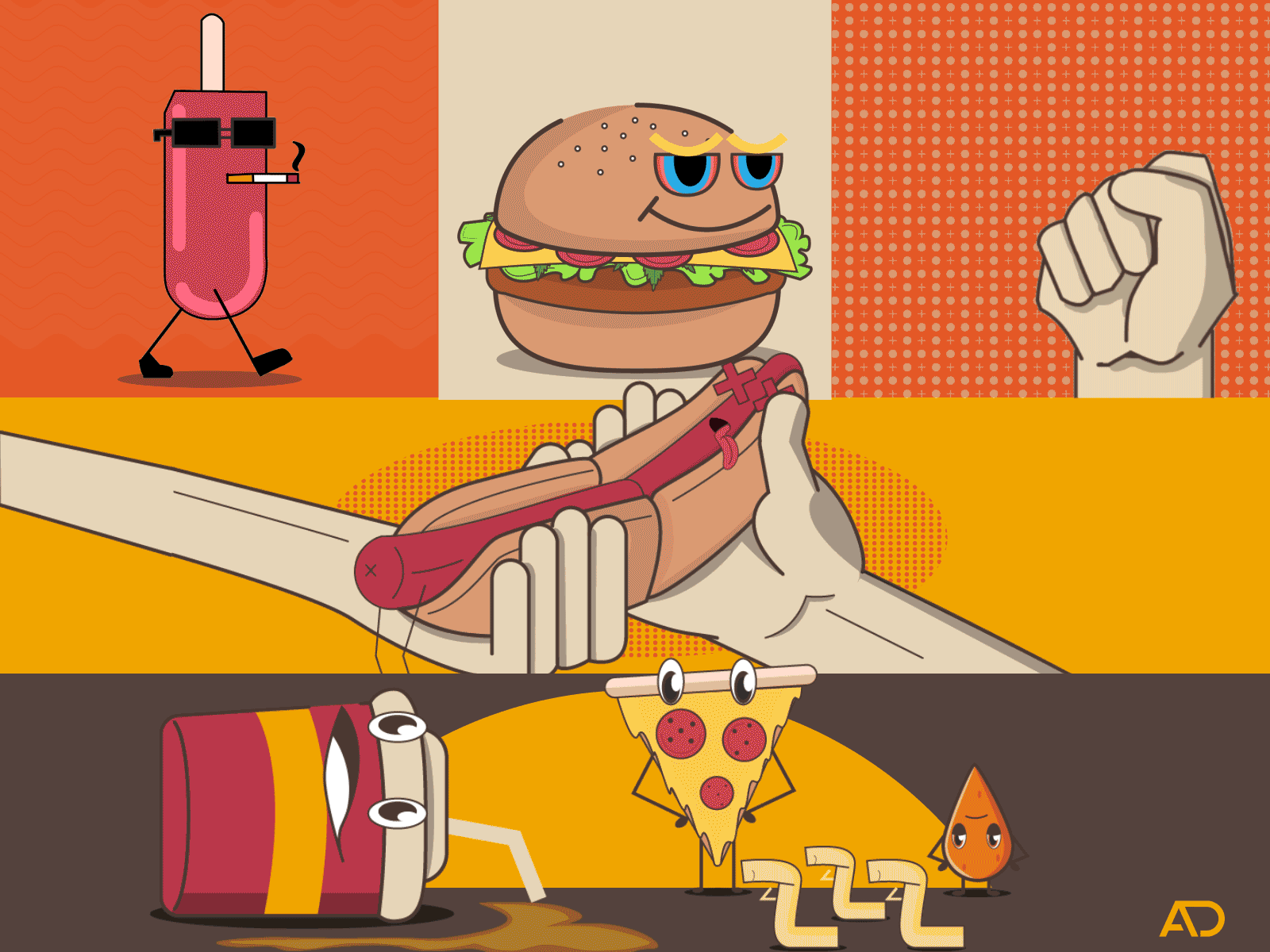 Fastfood aftereffects animate animation animação cachorroquente comida design fastfood food gif gif animated graphic design hamburguer illustration ilustrator motion design motion graphics
