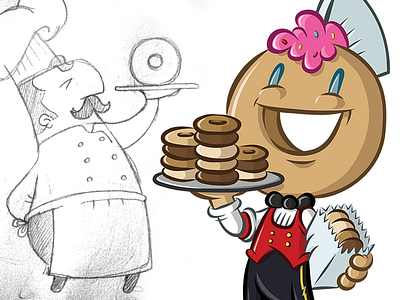 Mr. Donut character illustration logo mascot vector