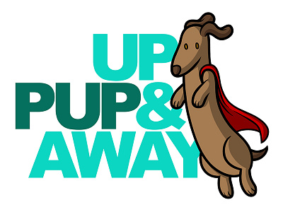 Up Pup & Away character identity illustration logo vector