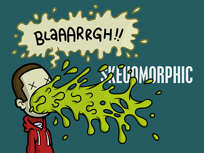 Blargh! cartoon illustration skeuomorphism vector