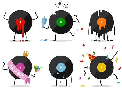 Vinylmoji cartoon character emoji emoji set illustration vector vinyl vinyl record wallerbox