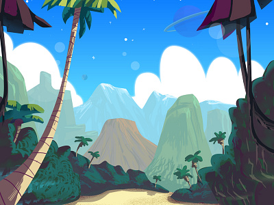 Splash screen for a game game landscape mountains sea splash