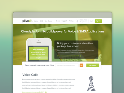 Telephony Landing Page app cloud flat icons mobile payments sms