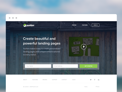 Landing Page app flat form home homepage landing sign up squeeze video