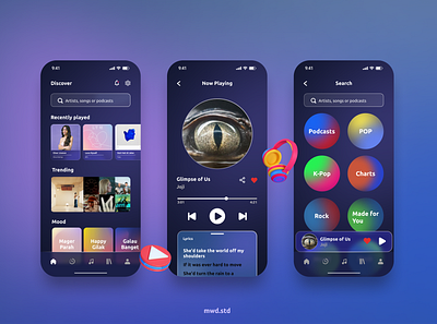 Music Streaming App app branding graphic design illustration mobile mobile app ui uiux vector