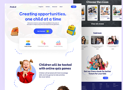 Childhood Education Landing Page app design figma landing page mobile app ui uiux web design