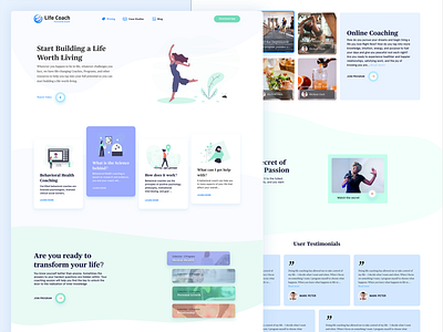 Life Coach Website Design branding conceptual design design flat health materialdesign meditation subtle pattern website website concept