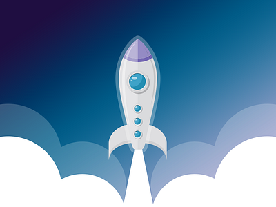 Rocket cloud flat icon illustration rocket space