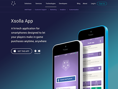 Landing app features landing mobile promo xsolla