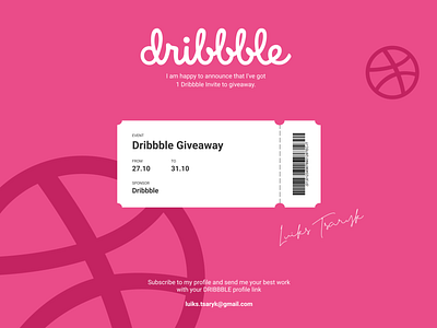 1 Dribbble Invite Giveaway branding dribbble dribbble ball dribbble invitation dribbble invite dribbble invite giveaway giveaway giveaways illustration minimal ticket ui