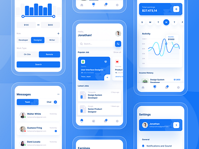 Job Finder App app card chart clean design earning find find job finder ios job finder mobile navbar ui uidesign uiux uxdesign